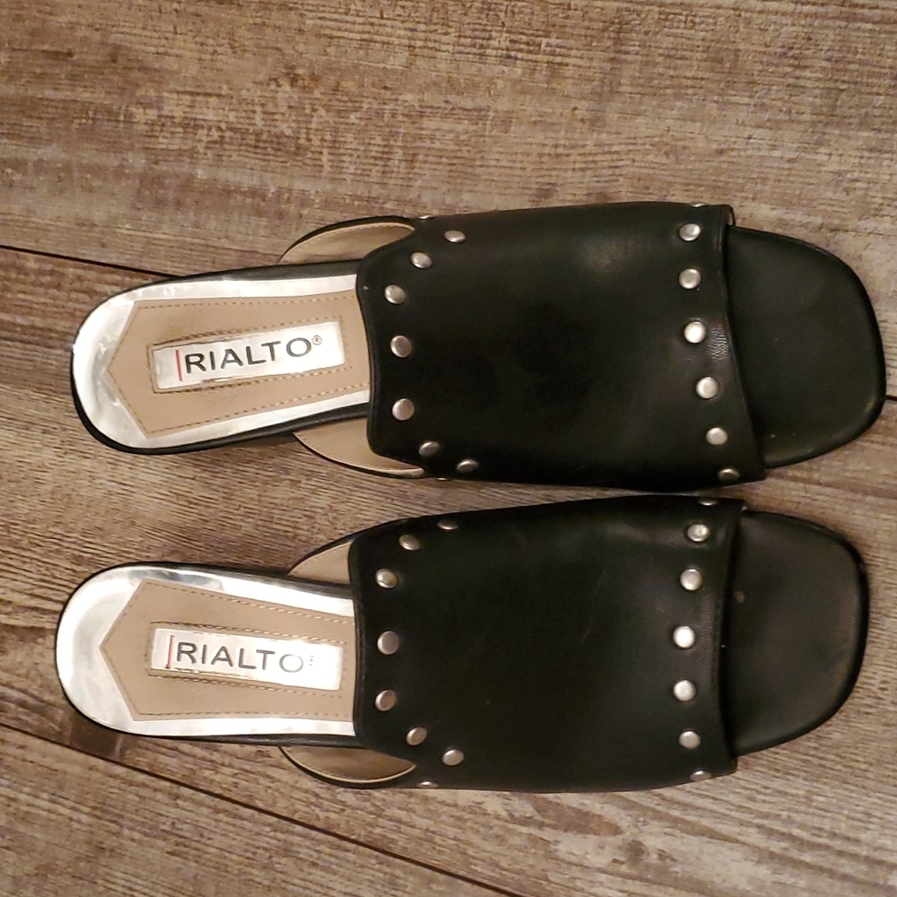 Black studded mules